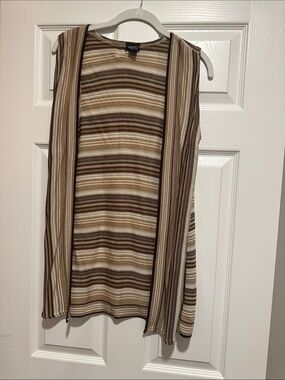 Rue21 Brown and Cream Striped Sleeveless Knit Vest